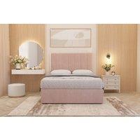 Somnior Austin Plush Velvet Divan Bed Set with Midnight Pocket Spring Mattress & Headboard in Pink | Size: Single