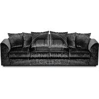 Crystal Crushed Velvet Long 4 Seater Sofa Scatter Back Curved Arm
