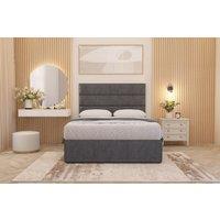 Somnior Chambery Plush Velvet Hybrid Pocket Sprung Orthopaedic Divan Bed Set with Upholstered Headboard in Charcoal | Size: Double