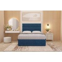 Somnior Chambery Plush Velvet Hybrid Pocket Sprung Orthopaedic Divan Bed Set with Upholstered Headboard in Navy | Size: Super King