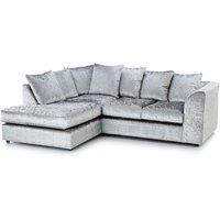 Crystal Crushed Velvet 3 to 4 Seater L Shaped Corner Sofa Left Hand Facing