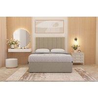 Somnior Austin Linen Fabric Divan Bed Set with Midnight Pocket Spring Mattress & Headboard in Beige | Size: Single