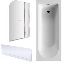 Balterley Round 1700x750 Shower Bath Set - Panels, Screen with Rail in White
