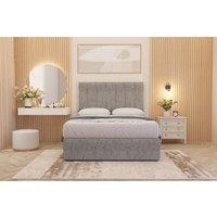 Somnior Austin Tweed Fabric Divan Bed Set with Midnight Pocket Spring Mattress & Headboard in Grey | Size: Small Single