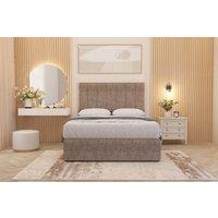 Somnior Austin Tweed Fabric Divan Bed Set with Midnight Pocket Spring Mattress & Headboard in Brown | Size: Double
