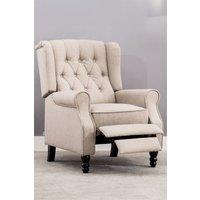 More4Homes Althorpe Wing Back Recliner Button Back Fireside Linen Chair in Beige
