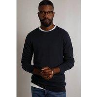 Weird Fish Men's Noah Crew Neck Fine Knit Jumper in Midnight | Size: 4XL