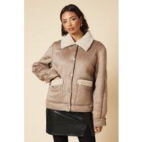 Dorothy Perkins Women's Tall Pocket Aviator Jacket in Taupe | Size: 10