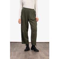 Sarta Women's Della Wide Leg Cropped Trousers - Khaki, Babycord in Khaki | Size: Medium