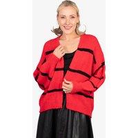 Sarta Women's Lucy Glitter Stripe Knitted Cardigan - Red/Black in Red