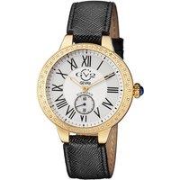 GV2 Women's Astor White Dial 9107 Leather Swiss Quartz Watch in Black