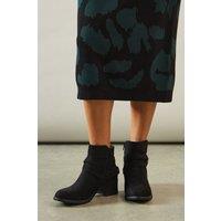 Good For the Sole Women's : Extra Wide Fit Mista Comfort Buckle Detail Ankle Boots in Natural Black | Size: 4