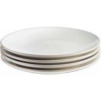 Cooks Professional Set of 4 Nordic Stoneware Dinner Plates with Reactive Glaze 2 Colours in White