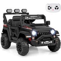 Gymax Kids Ride on Truck Electric Toy Car With Lights Sound & Remote Control in Black