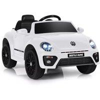 Gymax 12V Beetle Kids Electric Ride On Car With Lights Music & Remote Control in White