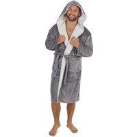 CityComfort Men's Hooded Fluffy Dressing Gown in Grey | Size: 2XL