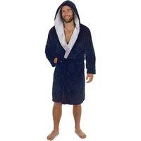 CityComfort Men's Hooded Fluffy Dressing Gown in Navy | Size: 2XL