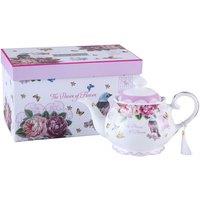 London Boutique Porcelain Teapot Sets Teapot Shabby Chic Vintage Floral in Gift box (Teapot Bird Rose Butterfly) in Pink