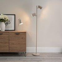 ValueLights Bibi 2 Way Adjustable Multi-Directional Metal Floor Lamp with LED Bulbs in Nude
