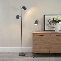 ValueLights Bibi 2 Way Adjustable Multi-Directional Metal Floor Lamp with LED Bulbs in Charcoal