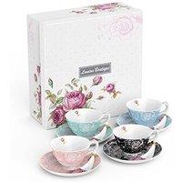 London Boutique Tea Cup & Saucer Set 4 Afternoon Tea Set New Bone China Vintage Flora Gift Box 200m Mixed Colours