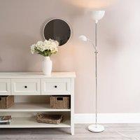 ValueLights Orion Metal Father Son Upright & Side Adjustable Floor Lamp in White