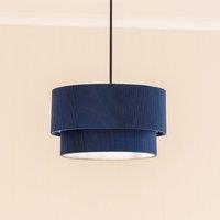 ValueLights Mason Ruched Crinkle Fabric Two Tier Ceiling Floor Table Lamp Shade in Blue