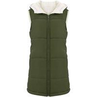 MODISHION Women's Mid-length Hooded Sleeveless Padded Coats in Green | Size: Small