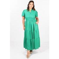 Sarta Women's Green Tiered Maxi Dress Short Sleeve | Size: Small