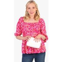 Sarta Women's Shirred Milkmaid Peplum Top - Pink | Size: Medium
