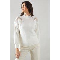 Sequin Leaf Shoulder Detail Jumper