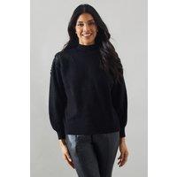 Sequin Leaf Shoulder Detail Jumper