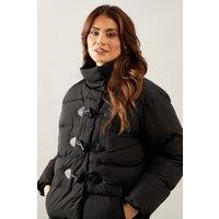 Wallis Women's Funnel Neck Tie Detail Padded Coat in Black | Size: 12
