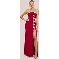Goddiva Women's Bow Embellished Strapless Mermaid Maxi Dress in Wine | Size: 14