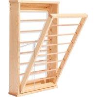Novecrafto Wall Mounted Wooden Clothes Drying Rack with Double side Rails - Foldable & Space-Saving Clothes Airer in Natural