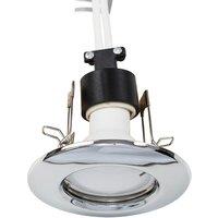 ValueLights Downlight Fixed Ceiling Light Fitting 10 Pack With Warm White bulbs in Metallic Silver