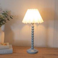 ValueLights Bobbins Powder Blue Table Lamp with Scallop Tapered Lamp Shade in White