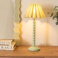 ValueLights Bobbins Sage Green Table Lamp with Scallop Tapered Lamp Shade in Pale Green