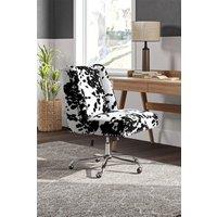 Living and Home Black and White Spots Velvet Upholstered Ergonomic Home Office Chair with Castors