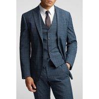 Alex Men's Check Tailored Fit Suit Jacket in Blue | Size: 48R