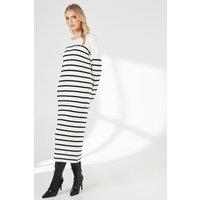 Striped Slouchy Knitted Midi Dress