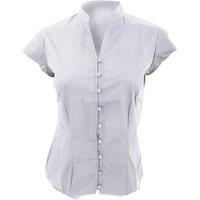 Kustom Kit Women's Continental Blouse Mandarin Collar Cap Sleeve in White | Size: 8