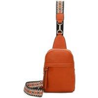 Fontanella Fashion Women's Rango PU Crossbody Sling Bag with Canvas Strap in Tangerine