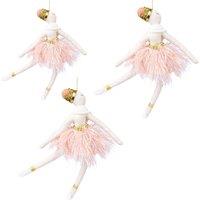 Shatchi 3Pcs Light Pink Ballerina Doll 14x20cm - Christmas Tree Ornaments Fairy Tale Themed Xmas Tree Pendant | Size: 14x20 cm