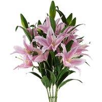 Leaf Pack of 6 x 100cm Large Pink Lily Stem - 18 Flowers | Size: 6 x 100 cm