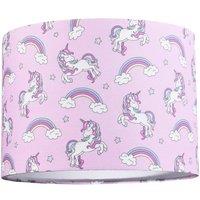Happy Homewares Beautiful Modern Soft Lilac Cotton Lampshade with Unicorns Clouds & Rainbows | Size: 10 inches