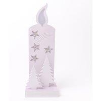 Shatchi Wooden Christmas Decoration Pre Lit LED Silhouette Nativity Scene Ornament Table Window Battery Operated, White, 46Cm in White