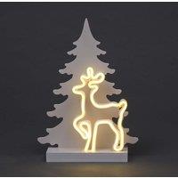 Shatchi Wooden Christmas Decoration Pre Lit LED Silhouette Nativity Scene Ornament Table Window Battery Operated, White, 40Cm in White