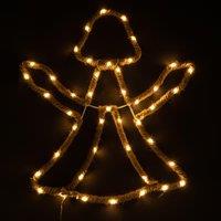 Shatchi Christmas LED Lights Decorations Angel Silhouette Hemp Rope Lights Home Wall Room Hanging Dcor Battery Operated in Yellow