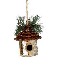 Shatchi 3Pcs Gold Sequin Birdhouse 10x11cm - Christmas Tree Hanging Decorations Festive Decorative Ornaments Fairy Tale | Size: 10x11 cm